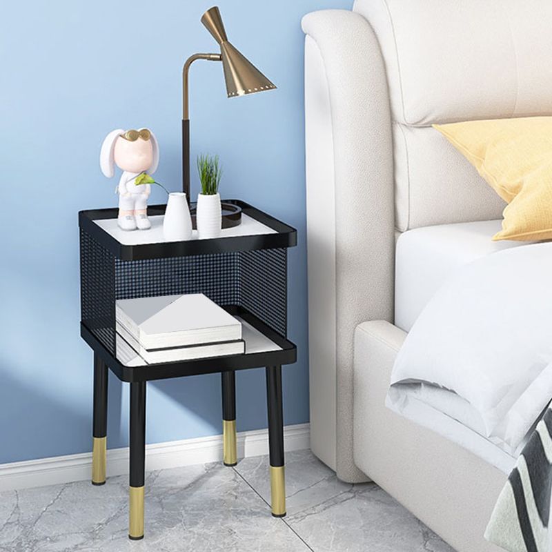 23 Inch H Nightstand Modern Open Storage Stone Top Legs Included Night Table