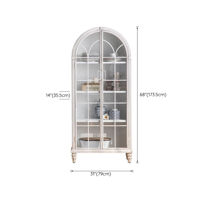 Traditional Pine Display Stand Glass Doors Storage Cabinet with Doors for Bedroom