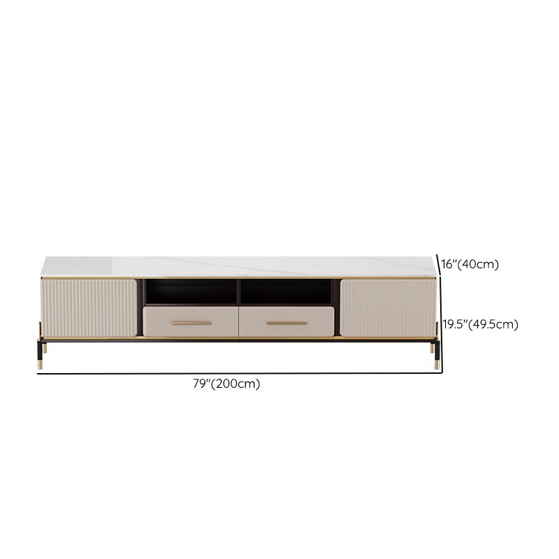 Glam TV Stand Console Stone Media Console TV Stand with 2 Drawers