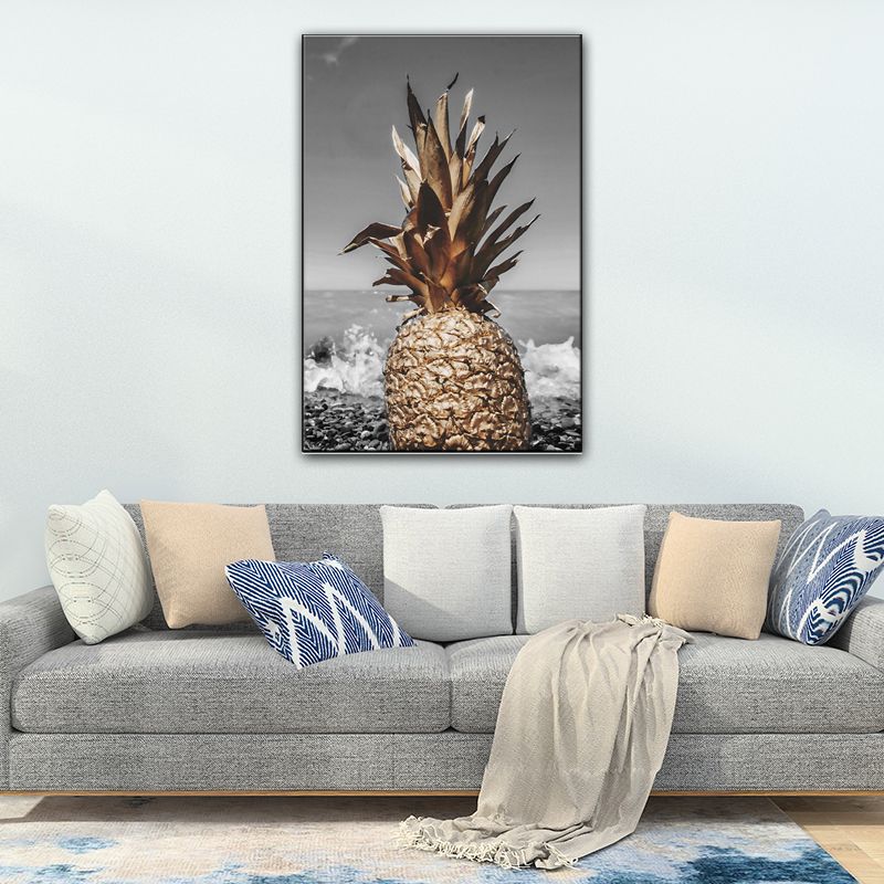 Still Life Pineapple Wall Decor Nordic Canvas Wall Art Print in Brown and Grey for Bedroom