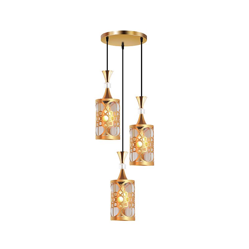 Gold Cutouts Hanging Light Fixture Modern Stylish Glass Pendant Lamp for Dining Room