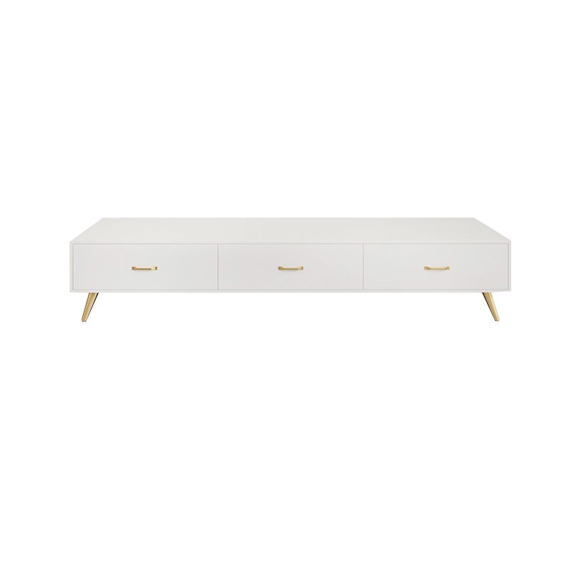 Glam Style TV Stand White Colour Enclosed Storage TV Console with Cabinet