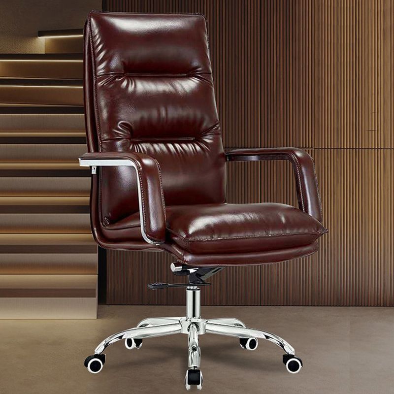 Modern Office Chair Padded Arms Desk Chair Adjustable Seat Height with Wheels