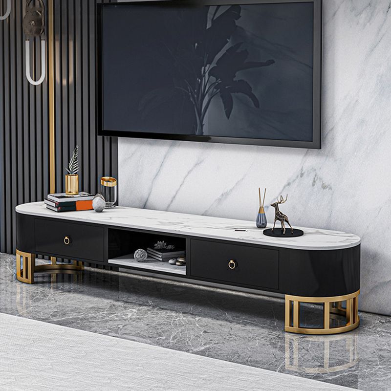 Modern TV Stand Console Open Storage Media Console TV Stand with Drawers