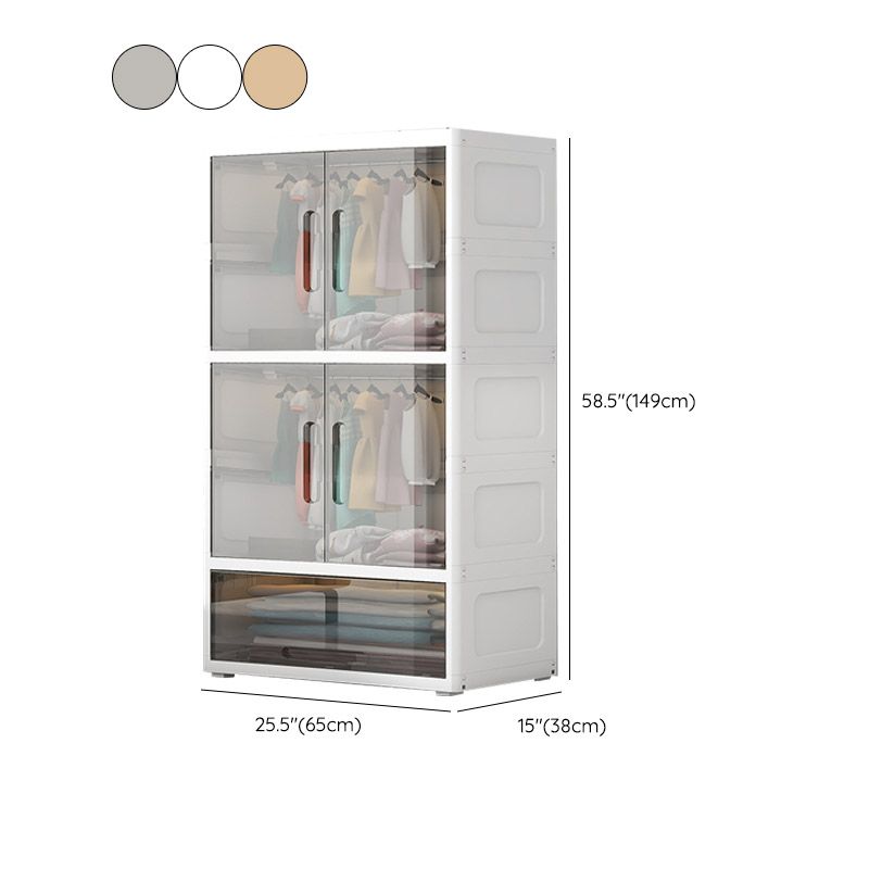 Modern Style Plastic Armoire Cabinet Cloth Rod Included Youth Armoire for Home