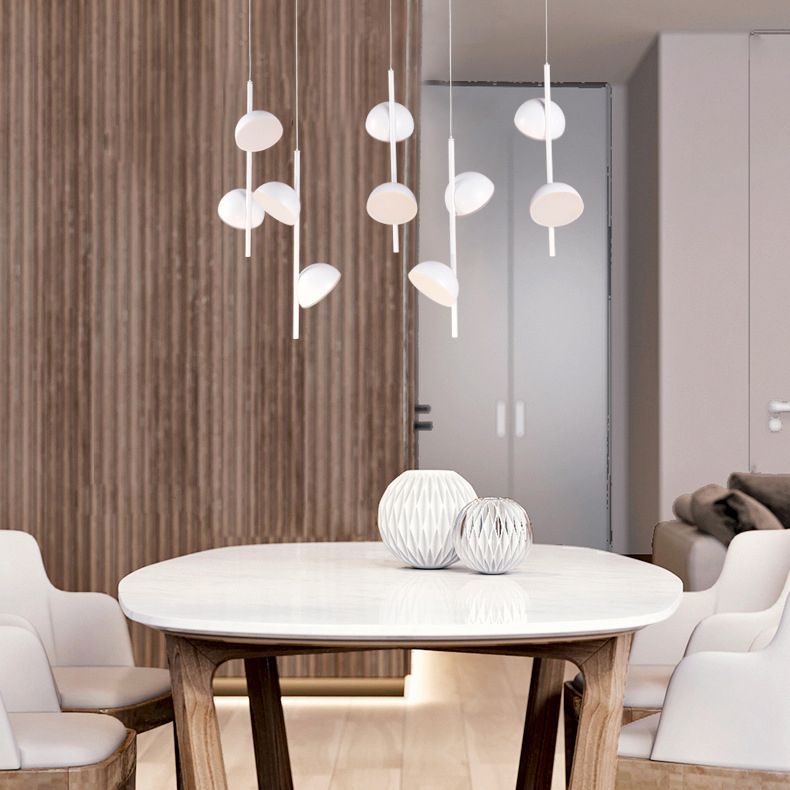 Postmodern Dome Pendant Light Metal 6/10 Lights Black/White Ceiling Light for Dining Room in Warm/White Light