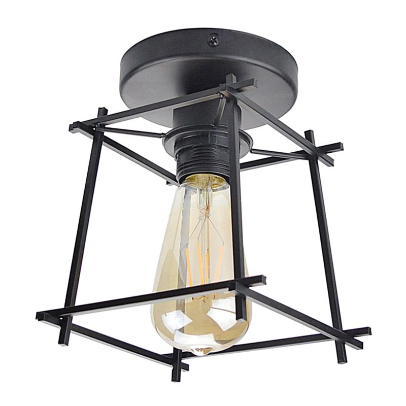 Square Semi Flush Chandelier Retro Industrial Style 1 Light Metal Plafond Lighttures pour le couloir