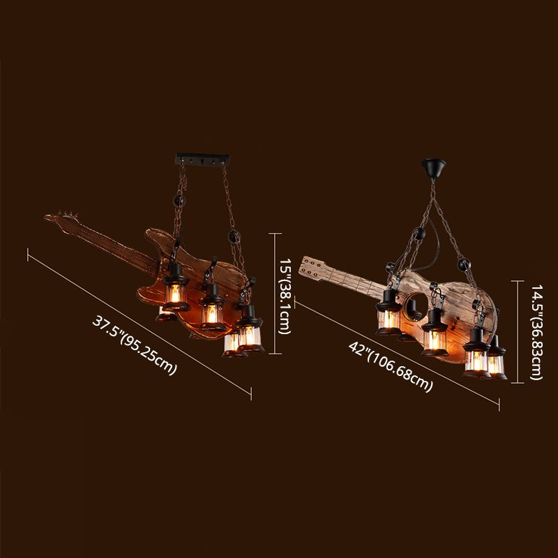 Retro Industrial Style Musical Instrument Chandelier Wood Pendant Ceiling Lights for Restaurant