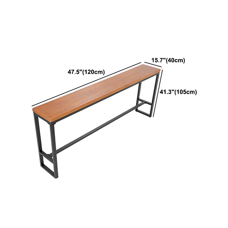 Brown Modern Style Bar Table Solid Wood and Metal Balcony Bar Table