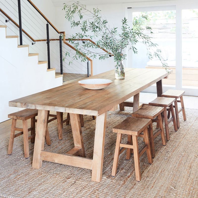 Dining Room Kitchen Table Modern Rectangle Pine Solid Wood Dinette Table