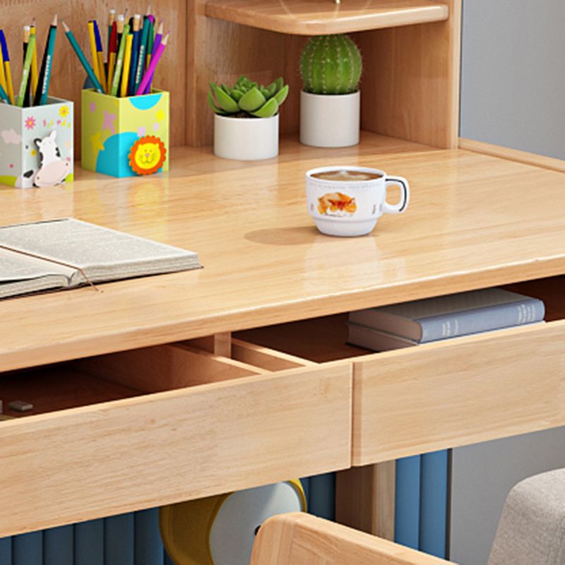 Adjustable Children's Desk in Natural with 2 Drawers and Shelves