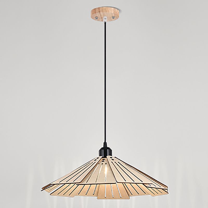 Modern Style Cone Shape Pendant Lighting Wood 1 Light Pendant Light for Bedroom