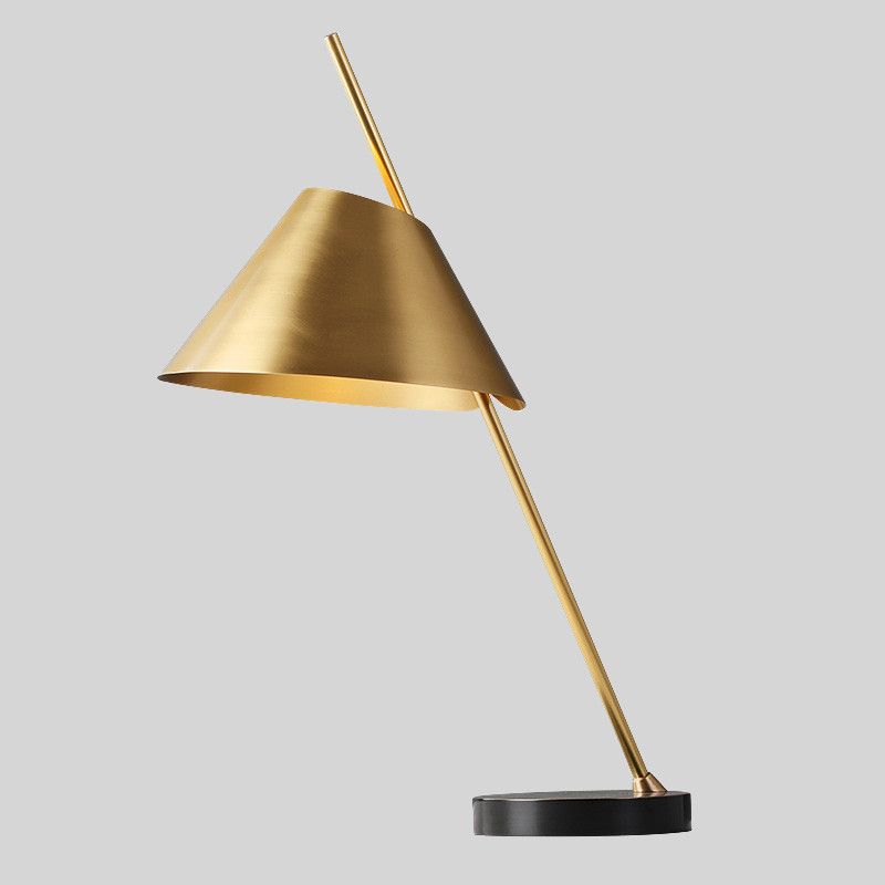 Brass Conical Nightstand Lamp Contemporary 1-Head Metal Night Lighting for Bedroom