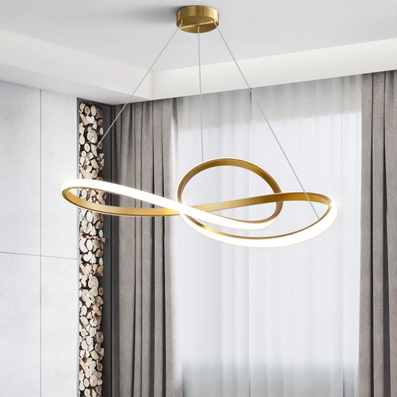 Modern Twist Pendant Chandelier Metal Living Room LED Hanging Chandelier