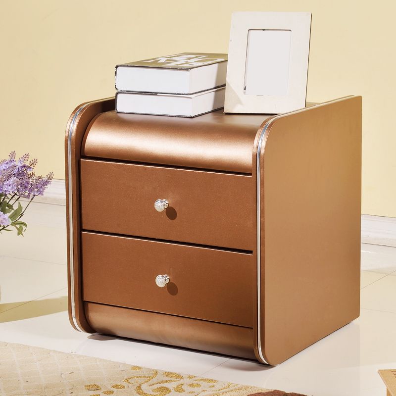 Rectangular 2 Drawers Nightstand Contemporary 18.9" H Night Table