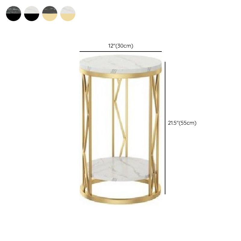 Classic Glam Accent Table Nightstand Stone Bedside Cabinet for Bedroom