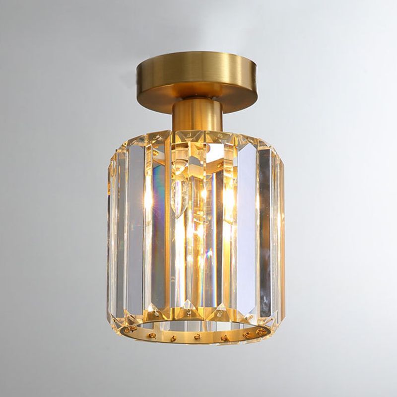 American Style Ceiling Light Geometry Shape Ceiling Lamp with Crystal Shade for Bedroom