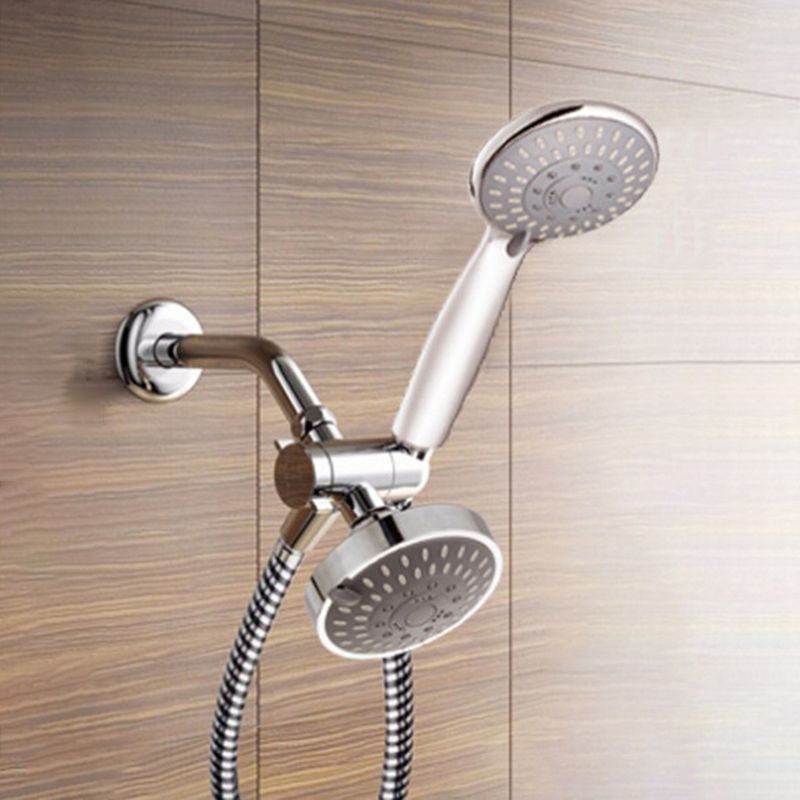 Silver Round Fixed Shower Head Modern Style Wall-Mount Showerhead