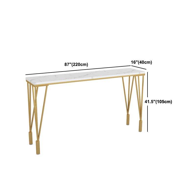 Modern Pub Table with Gold Metal Legs Rectangle Marble Top Bistro Table