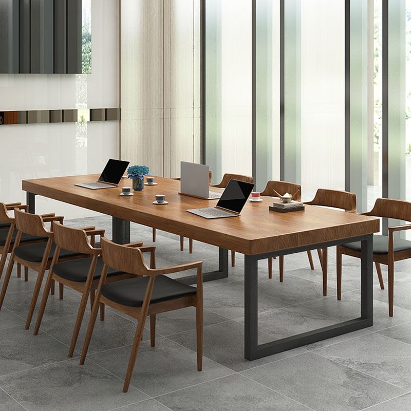 Contemporary Style Brown Office Desk Rectangular Shape Task Desk with Legs