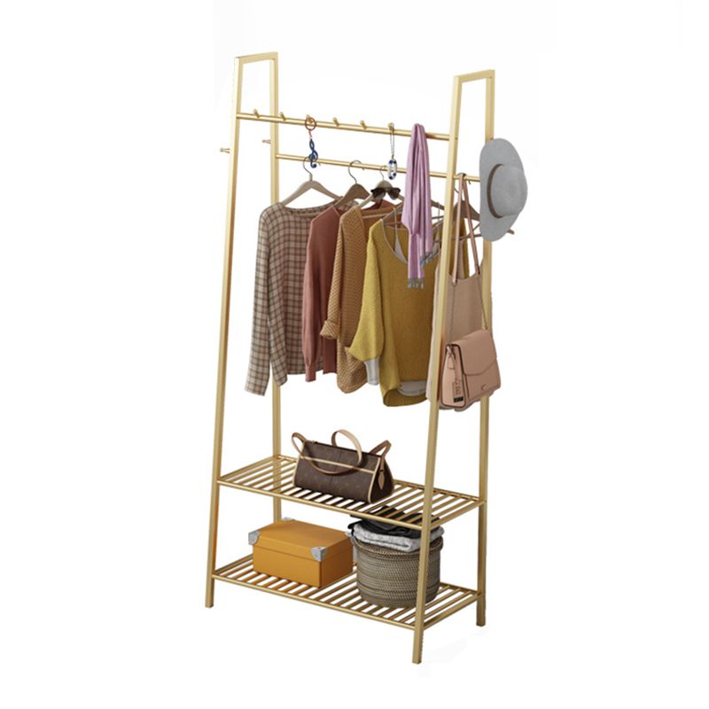 Industrial Entryway Hall Tree with Two Storage Shelves, Hall Stand with Two Hanging Rail