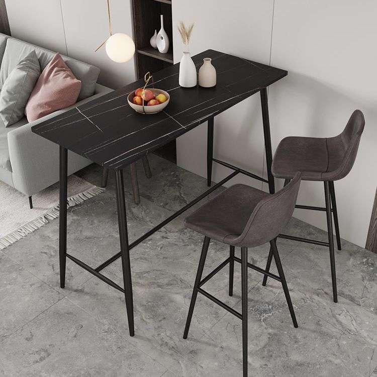 Modern Marble Table with Rectangle Table Top Black Trestle Table - 41.3" H