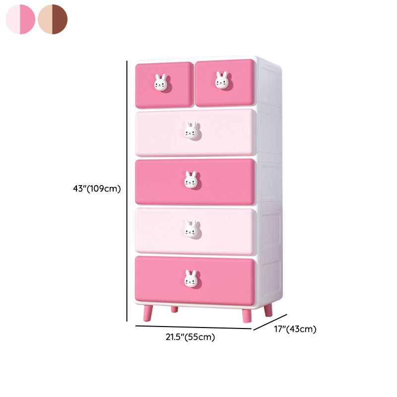 Contemporary Vertical Kids Nightstand Plastic Nursery Dresser with 5/6 Drawers