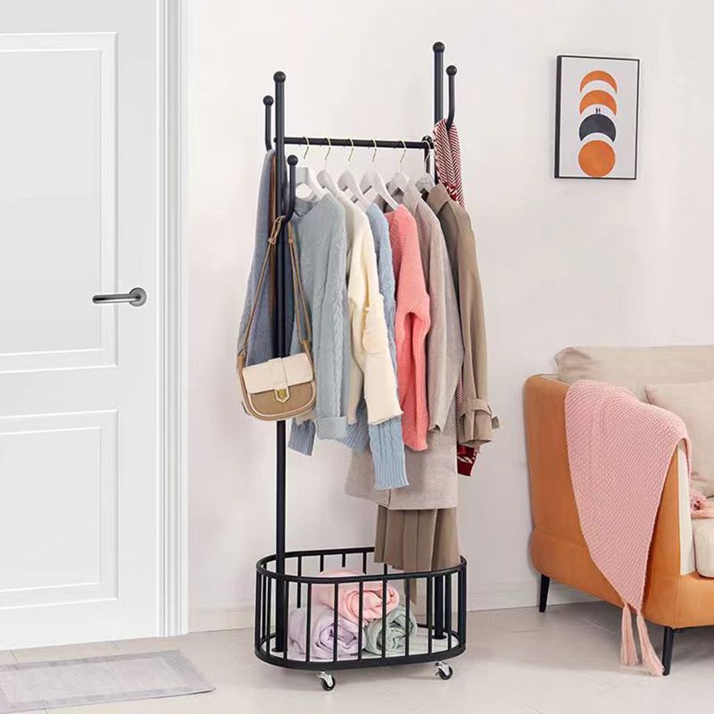 Gorgeous Bedroom Coat Rack Hooks Metal Coat Rack with Storage Basket