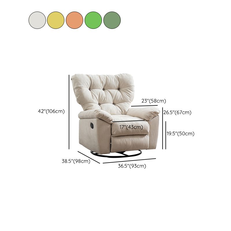 Solid Color Microsuede Recliner Chair Metal Frame Standard Recliner Chair with Tufted Back