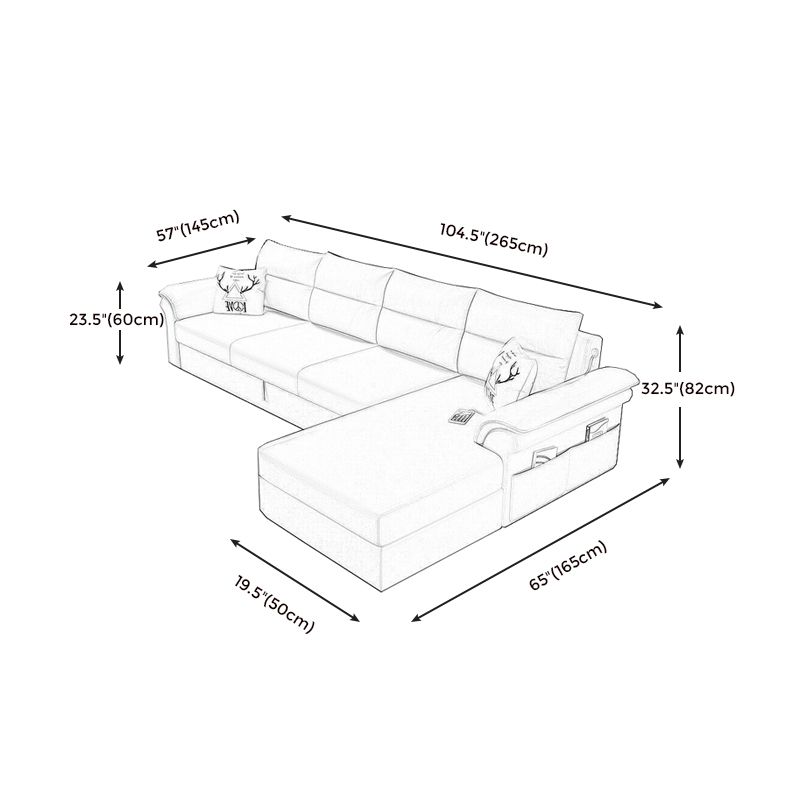 Cushion Back Storage Stain-Resistant Sectional Faux Leather Manual Reclining Sofa