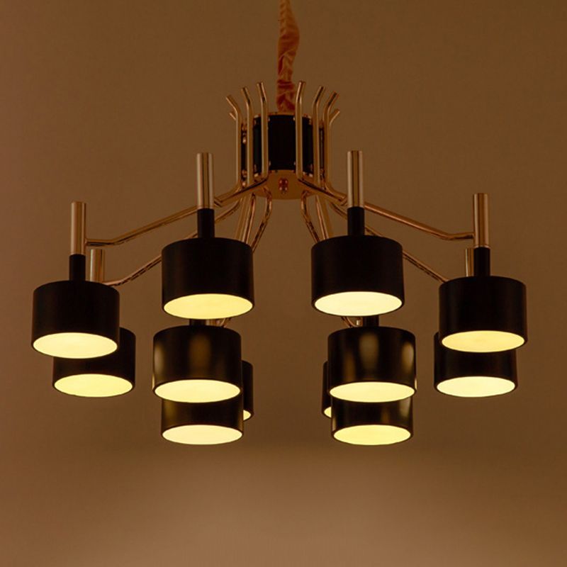 Drum Shade Chandelier Light Post-modern Metal Living Room Suspended Lighting Fixture