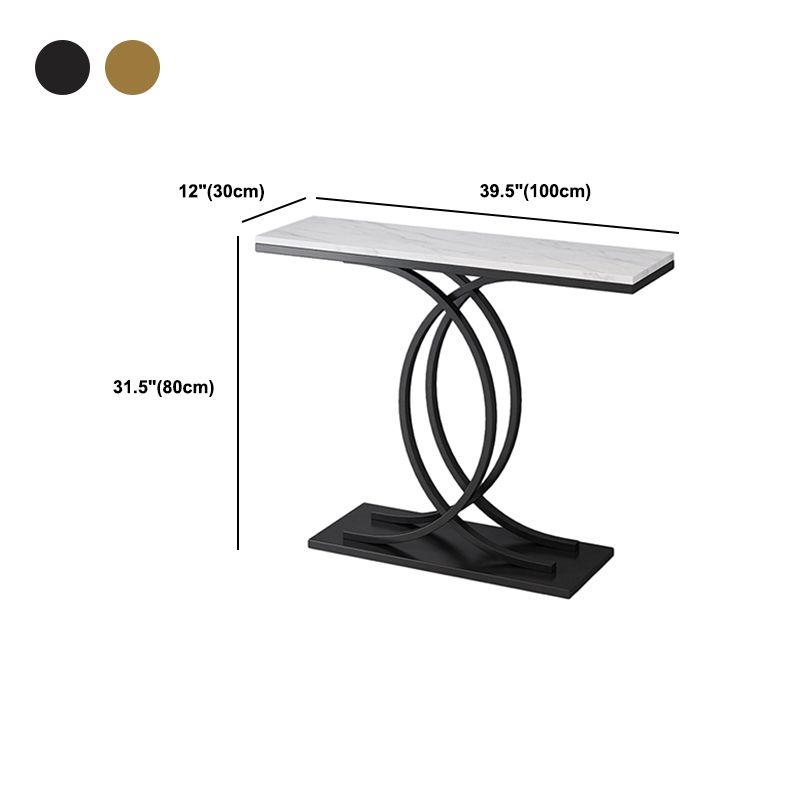 Stain Resistant Rectangular Top Glam Slate/metal Console Table