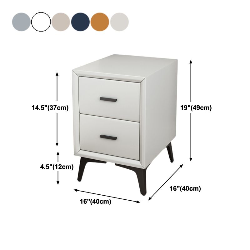 19" H Modern Nightstand Faux Leather 2-Drawer Storage Night Table with Legs