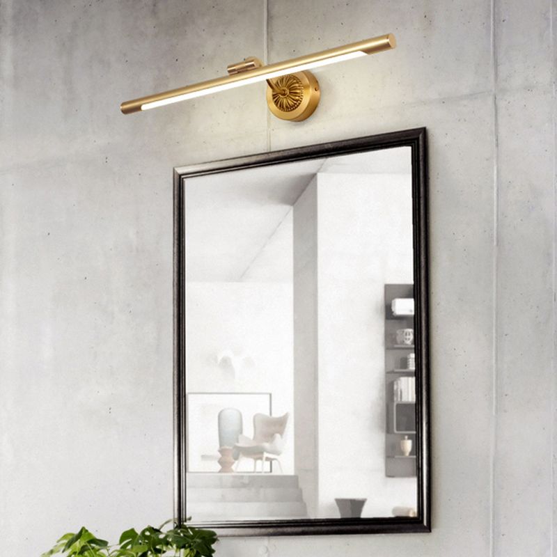 Linear Metal Wall Sconce Modern Style 1 Light Mirror Wall Mount Light Fixture in Gold