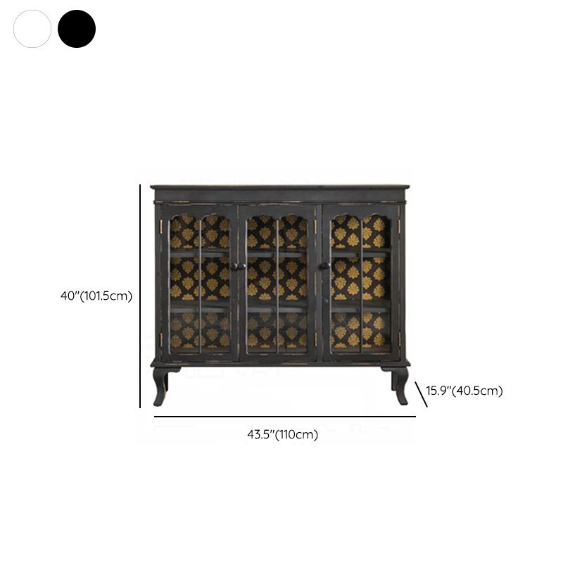 Traditional Solid Wood Curio Cabinet Glass Doors Hutch Buffet with Doors