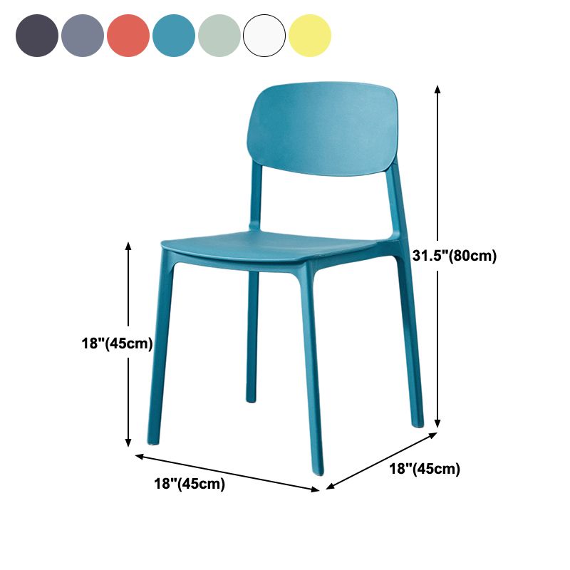 Scandinavian Plastic Armless Chair Open Back Dining Room Chair