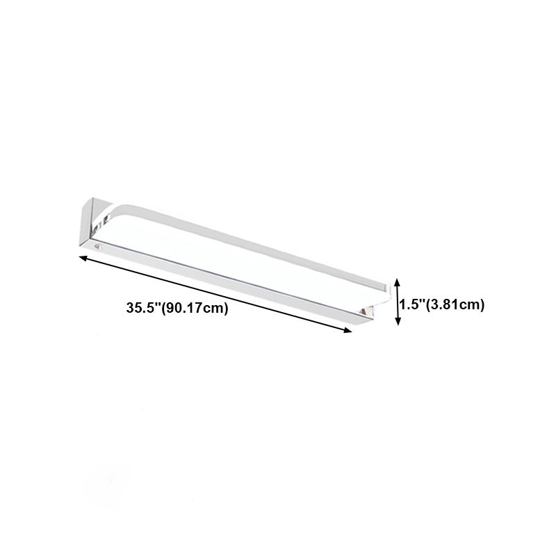 Modern Style Linear Wall Vanity Light Metal 1-Light LED Vanity Light Strip in Sliver