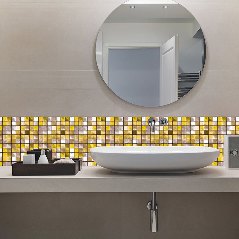 Modern Mosaics Tile Wallpaper Panels Multicolored Peel and Paste Wall Art for Bathroom (10 Pcs)