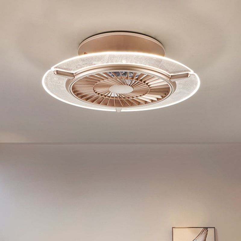 Éclairage de ventilateur de plafond en or / argent modernisme modernisme rond / hexagone semi-mmount pour le salon, 23,5 "de large