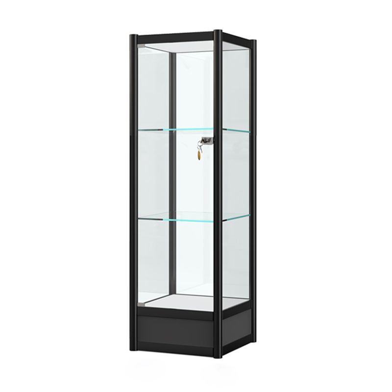 Modern Black China Cabinet Metal Curio Cabinet with Glass Shelves