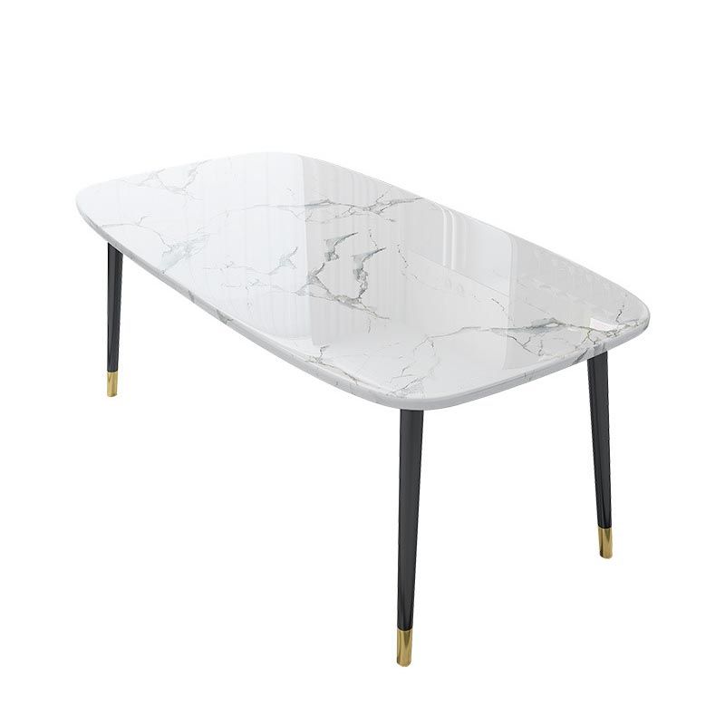 Glam Matte Finish Marble Table Home Rectangle Dining Table with 4 Legs