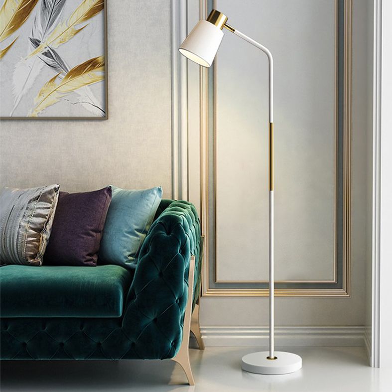 Bow Shaped Floor Lamp Macaron Metal 1 Head Study Room Standing Light with Cone Shade