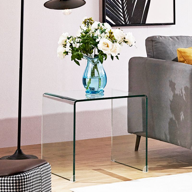 Black/Clear Nightstand End Table, Glass Modernism Nightstand Table