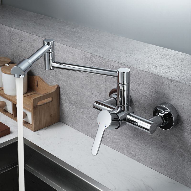 Modern Wall Mounted Pot Filler Faucet in Chrome Kitchen Faucet with Single Level