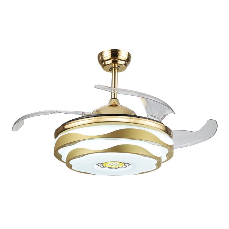 Acryl Petal Semi Flush Mount Contemporary 19 "brede LED hanger ventilatorlamp armatuur in goud, 4 messen