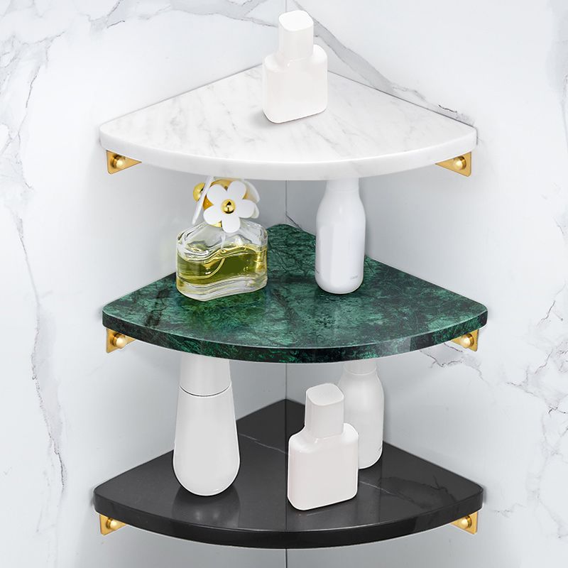 2 Piece Bathroom Hardware Set Metal and Marble Bath Shelf Set