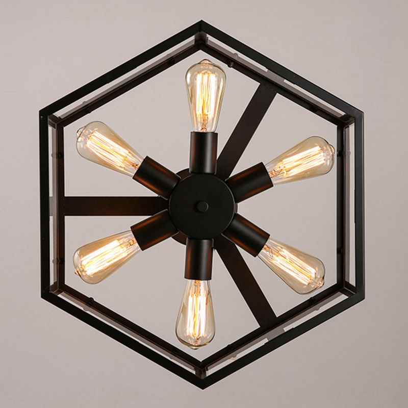 Geometric Chandelier Light Fixture Industrial Glass Pendant Lighting for Restaurant