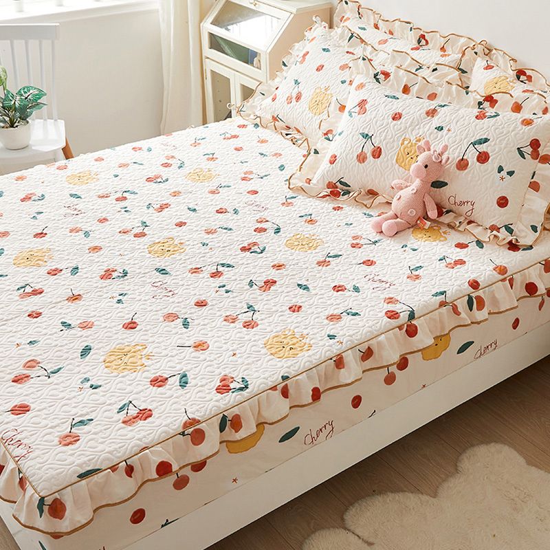 Floral Print Fitted Sheet Modern Cotton Extra Soft Bed Sheet Set