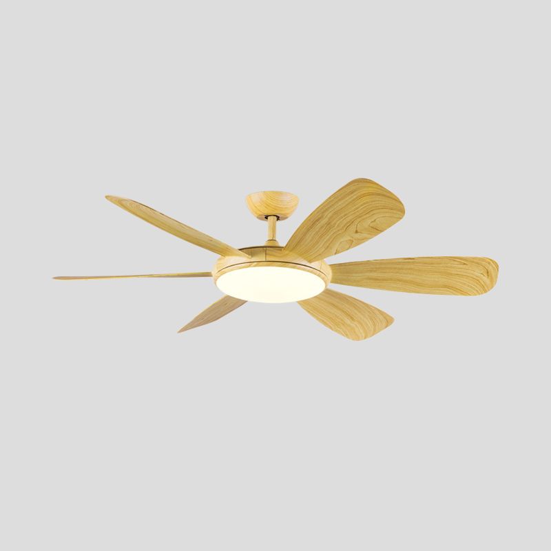 Bleu / bois LED Plafond Fan Lampe de lampe moderniste acrylique rond 6 lames semi-flushmount, 42 "W