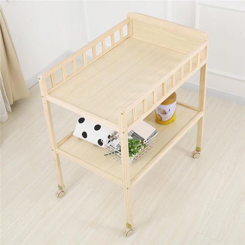 Wooden Shelf Changing Table Storage Flat Top Baby Changing Table with Pad